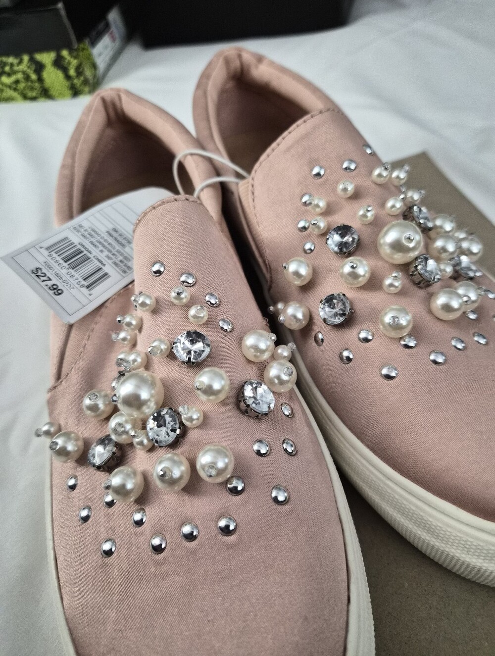 Mossimo Pearl/Rhinstone Encrusted Slip-on Sneakers